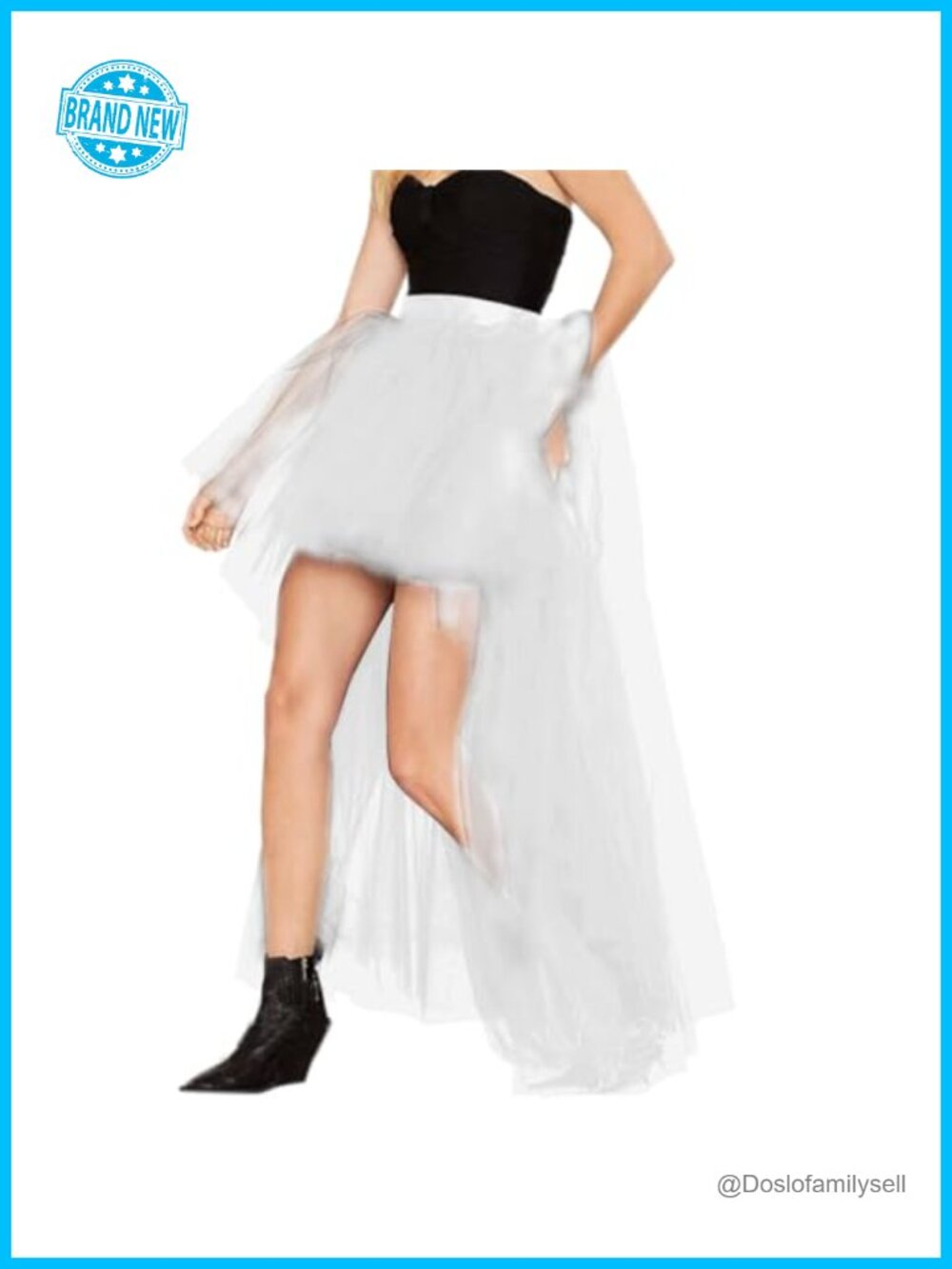 Women's Tulle Skirt High Low Asymmetric Layered Mesh Elastic Waist Steampunk